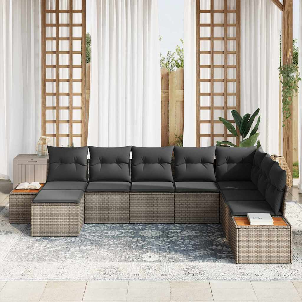 Tuinbankenset 9 st 8-Aantal zitplaatsen Grijs Polyrattan