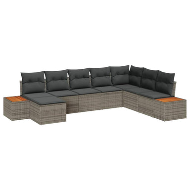 Tuinbankenset 9 st 8-Aantal zitplaatsen Grijs Polyrattan