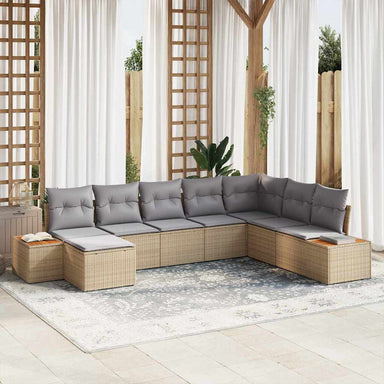Tuinbankenset 9 st 8-Aantal zitplaatsen Beige en Licht Grijs