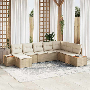 Tuinbankenset 9 st 8-Aantal zitplaatsen Beige en Crème