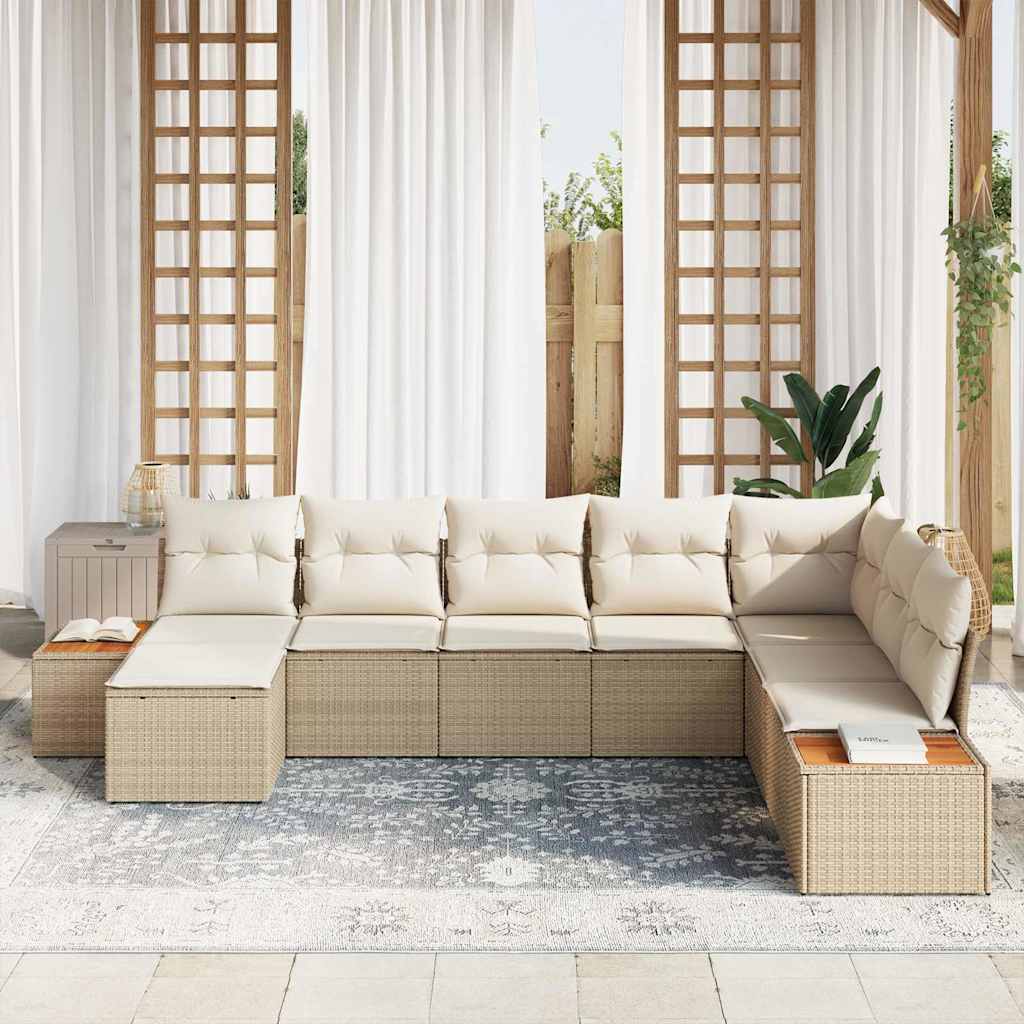 Tuinbankenset 9 st 8-Aantal zitplaatsen Beige en Crème