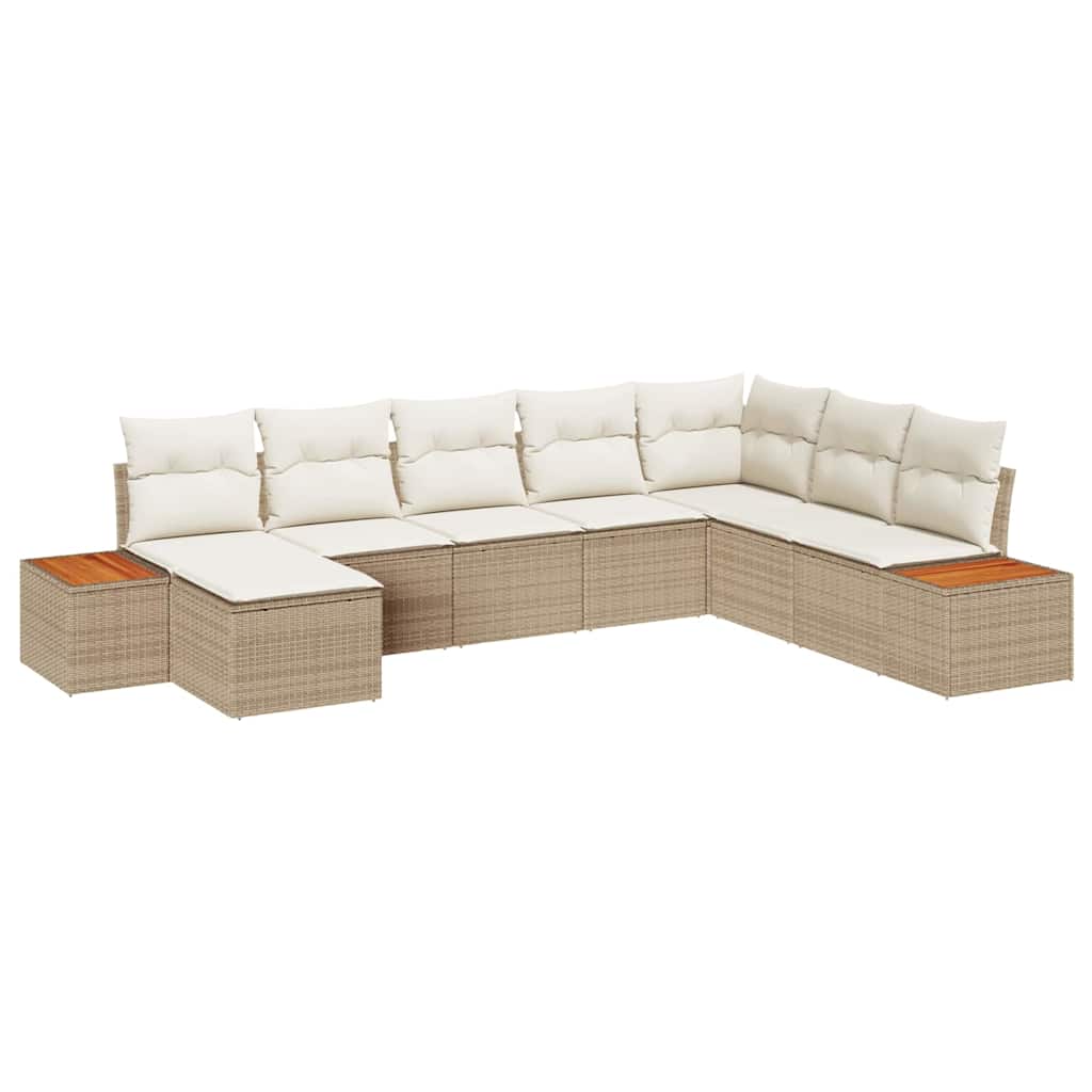 Tuinbankenset 9 st 8-Aantal zitplaatsen Beige en Crème