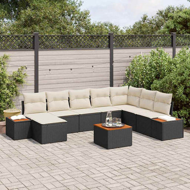 Tuinbankenset 9 st 8-Aantal zitplaatsen Zwart en Crème