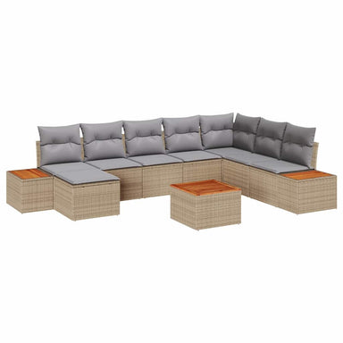 Tuinbankenset 9 st 8-Aantal zitplaatsen Beige en Licht Grijs