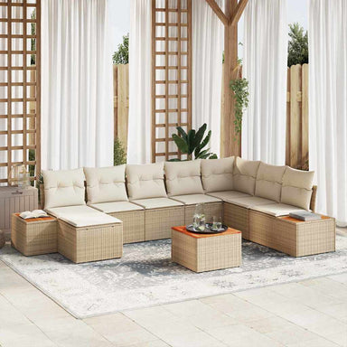 Tuinbankenset 9 st 8-Aantal zitplaatsen Beige en Crème