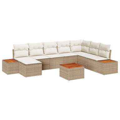 Tuinbankenset 9 st 8-Aantal zitplaatsen Beige en Crème