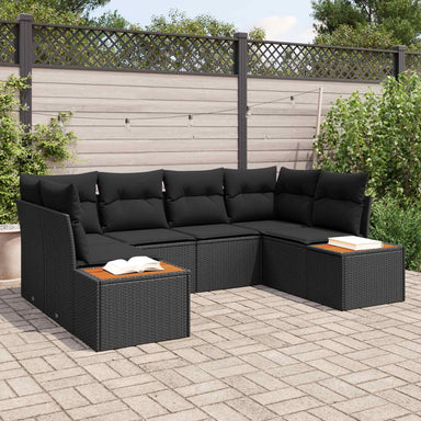 Tuinbankenset 6 st 6-Aantal zitplaatsen Zwart Polyrattan
