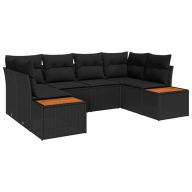 Tuinbankenset 6 st 6-Aantal zitplaatsen Zwart Polyrattan