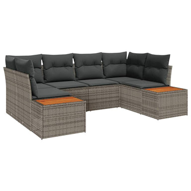 Tuinbankenset 6 st 6-Aantal zitplaatsen Grijs Polyrattan