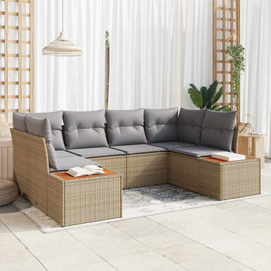Tuinbankenset 6 st 6-Aantal zitplaatsen Beige en Licht Grijs