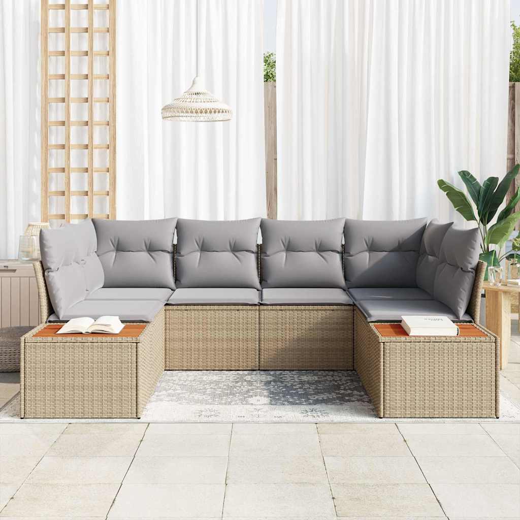 Tuinbankenset 6 st 6-Aantal zitplaatsen Beige en Licht Grijs