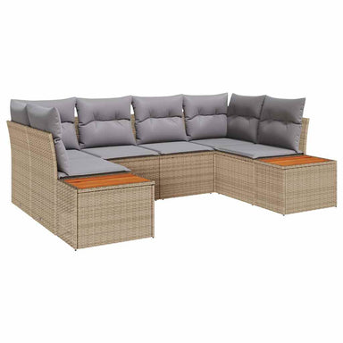 Tuinbankenset 6 st 6-Aantal zitplaatsen Beige en Licht Grijs