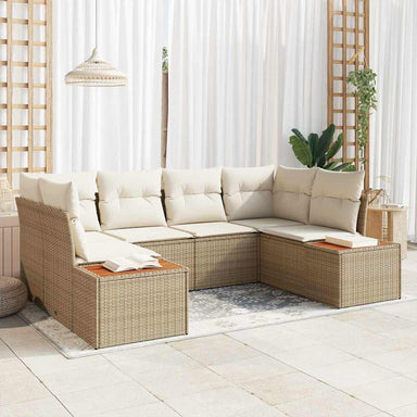 Tuinbankenset 6 st 6-Aantal zitplaatsen Beige en Crème