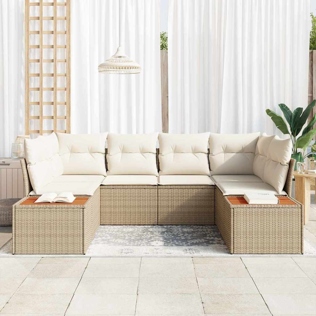 Tuinbankenset 6 st 6-Aantal zitplaatsen Beige en Crème