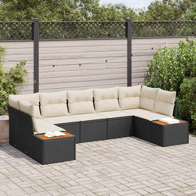 Tuinbankenset 7 st 7-Aantal zitplaatsen Zwart en Crème