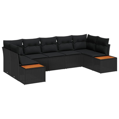 Tuinbankenset 7 st 7-Aantal zitplaatsen Zwart Polyrattan