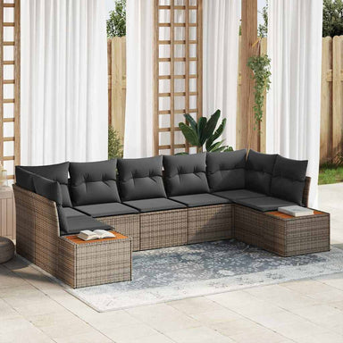 Tuinbankenset 7 st 7-Aantal zitplaatsen Grijs Polyrattan