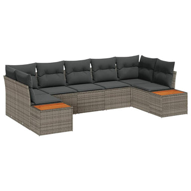 Tuinbankenset 7 st 7-Aantal zitplaatsen Grijs Polyrattan