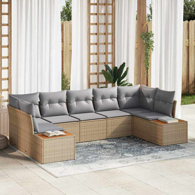 Tuinbankenset 7 st 7-Aantal zitplaatsen Beige en Licht Grijs
