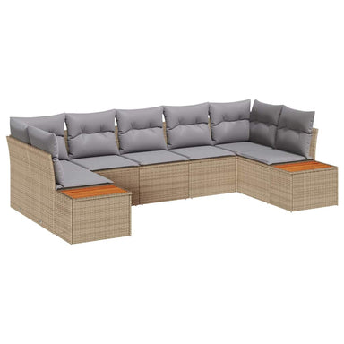 Tuinbankenset 7 st 7-Aantal zitplaatsen Beige en Licht Grijs