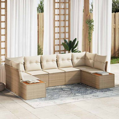 Tuinbankenset 7 st 7-Aantal zitplaatsen Beige en Crème