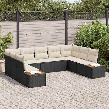 Tuinbankenset 5 st 9-Aantal zitplaatsen Zwart en Crème