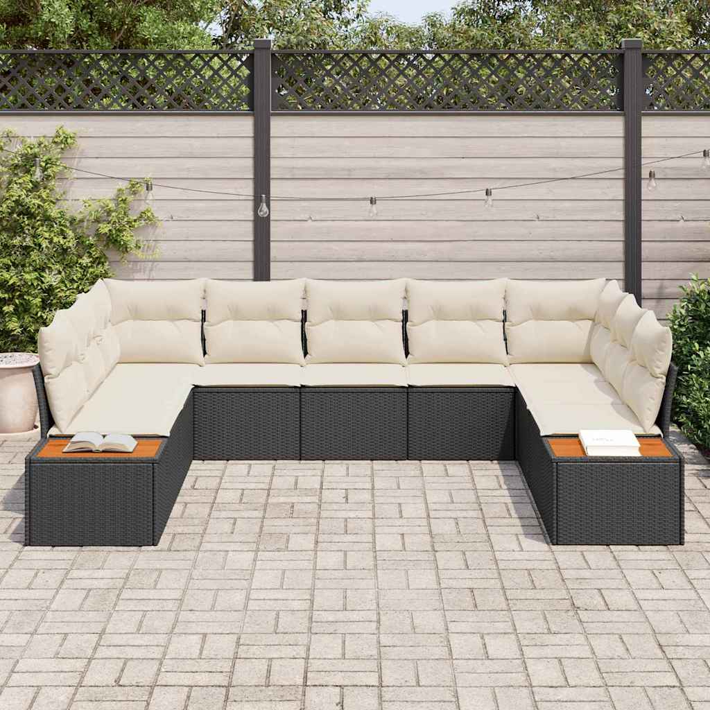 Tuinbankenset 5 st 9-Aantal zitplaatsen Zwart en Crème