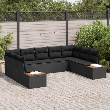 Tuinbankenset 5 st 9-Aantal zitplaatsen Zwart Polyrattan
