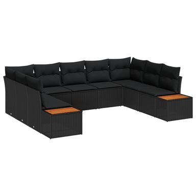 Tuinbankenset 5 st 9-Aantal zitplaatsen Zwart Polyrattan