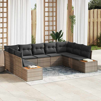 Tuinbankenset 5 st 9-Aantal zitplaatsen Grijs Polyrattan