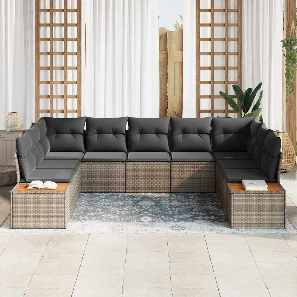 Tuinbankenset 5 st 9-Aantal zitplaatsen Grijs Polyrattan