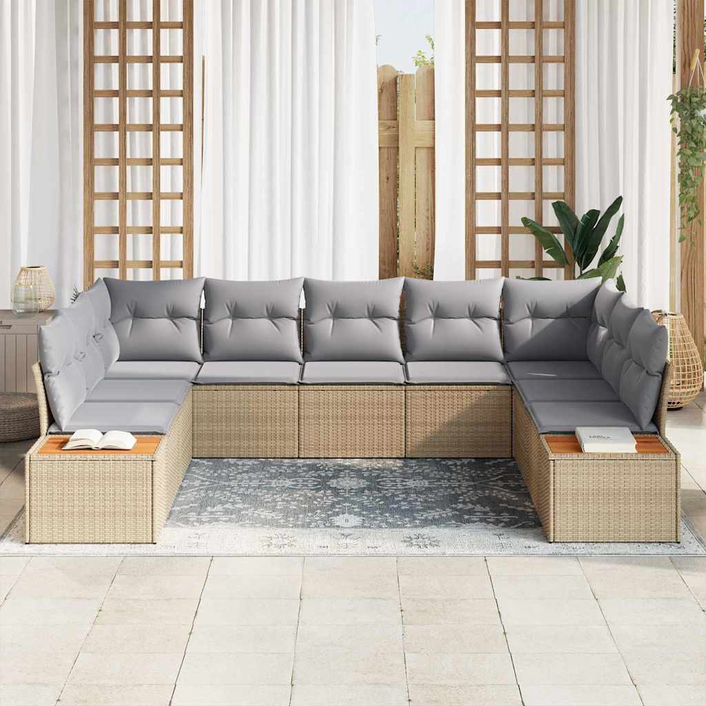 Tuinbankenset 5 st 9-Aantal zitplaatsen Beige en Licht Grijs