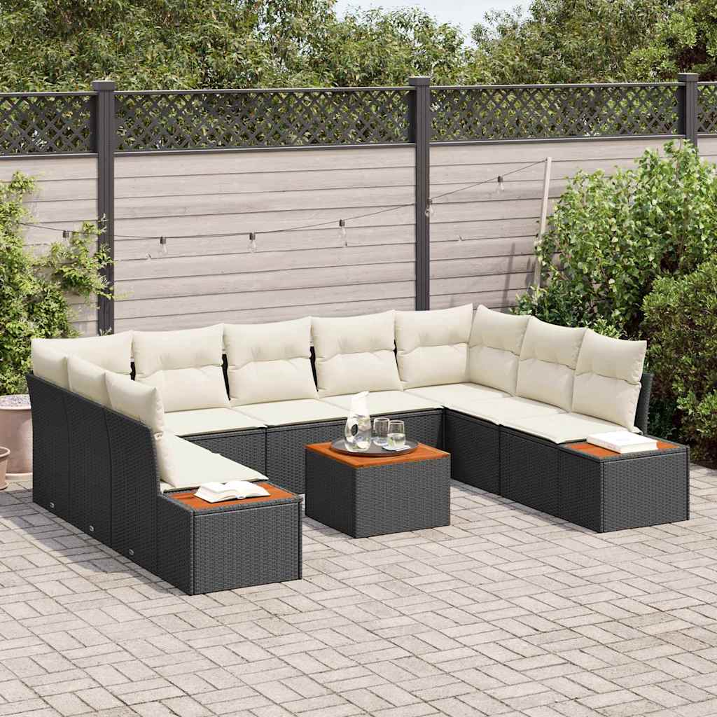 Tuinbankenset 5 st 9-Aantal zitplaatsen Zwart en Crème