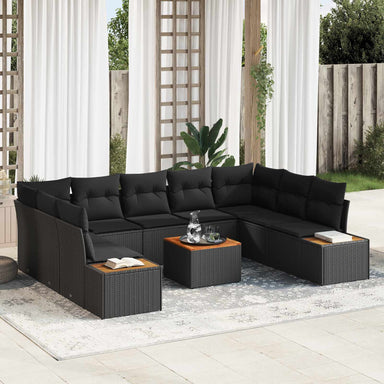Tuinbankenset 5 st 9-Aantal zitplaatsen Zwart Polyrattan
