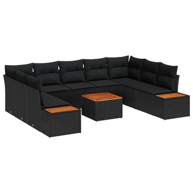 Tuinbankenset 5 st 9-Aantal zitplaatsen Zwart Polyrattan