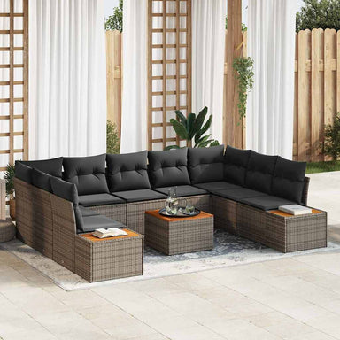 Tuinbankenset 5 st 9-Aantal zitplaatsen Grijs Polyrattan