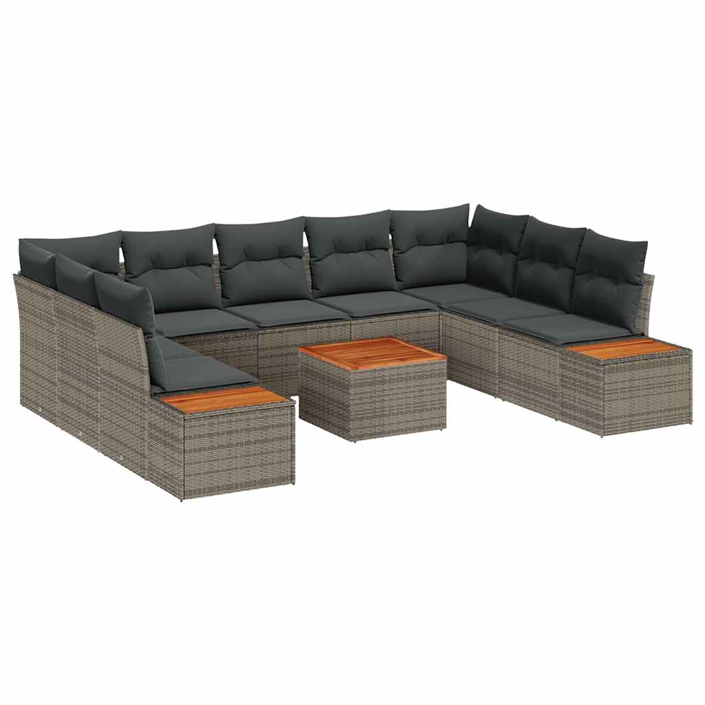 Tuinbankenset 5 st 9-Aantal zitplaatsen Grijs Polyrattan