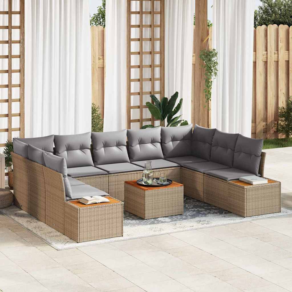 Tuinbankenset 5 st 9-Aantal zitplaatsen Beige en Licht Grijs