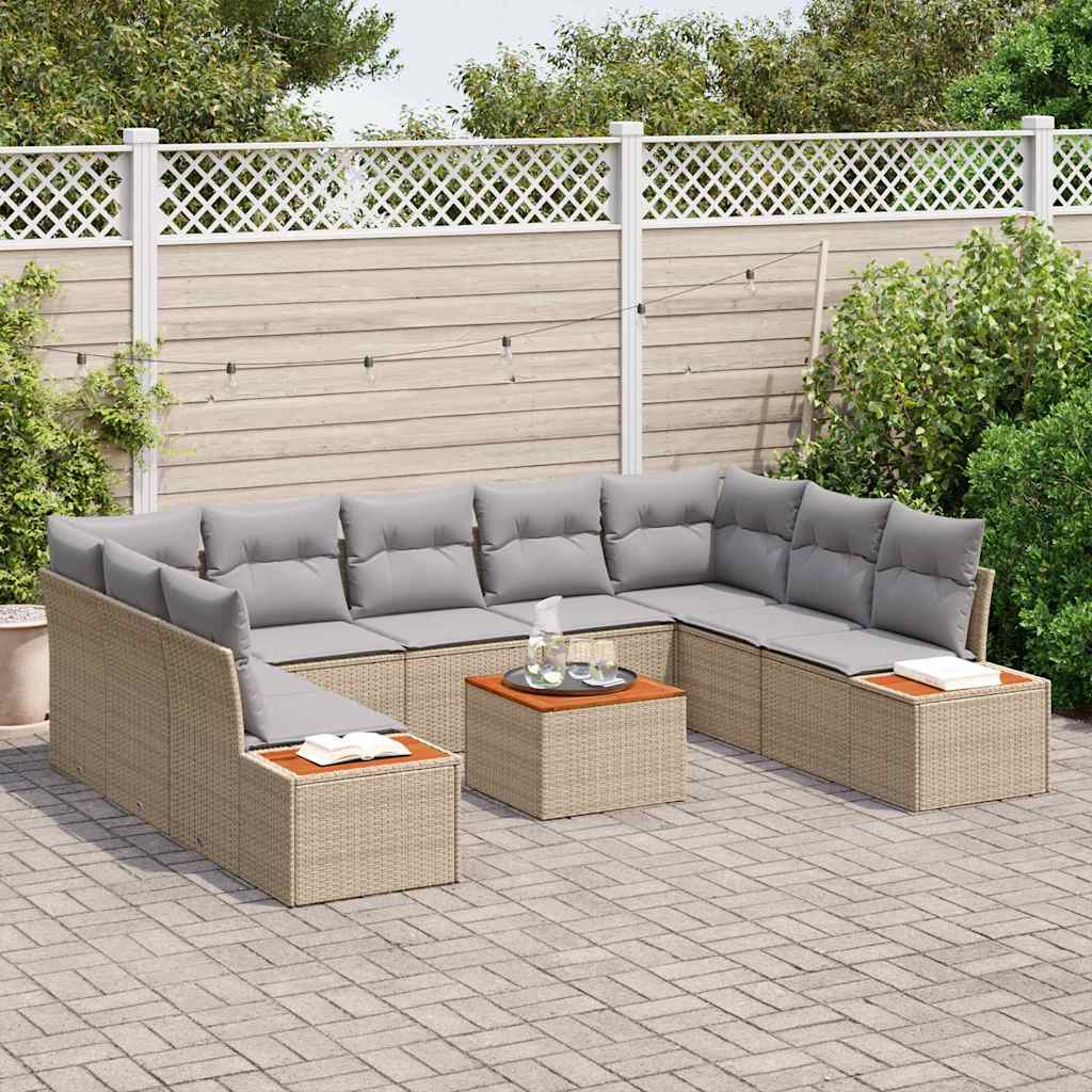 Tuinbankenset 5 st 9-Aantal zitplaatsen Beige en Licht Grijs