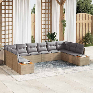 Tuinbankenset 10 st 10-Aantal zitplaatsen Beige en Licht Grijs