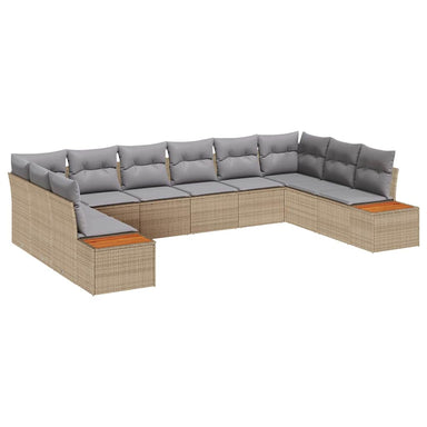 Tuinbankenset 10 st 10-Aantal zitplaatsen Beige en Licht Grijs