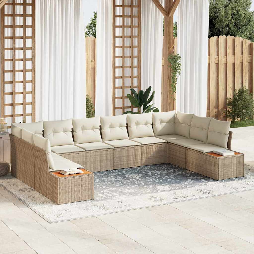 Tuinbankenset 10 st 10-Aantal zitplaatsen Beige en Crème