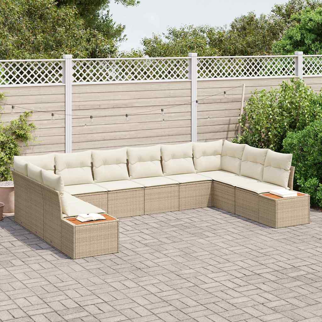 Tuinbankenset 10 st 10-Aantal zitplaatsen Beige en Crème