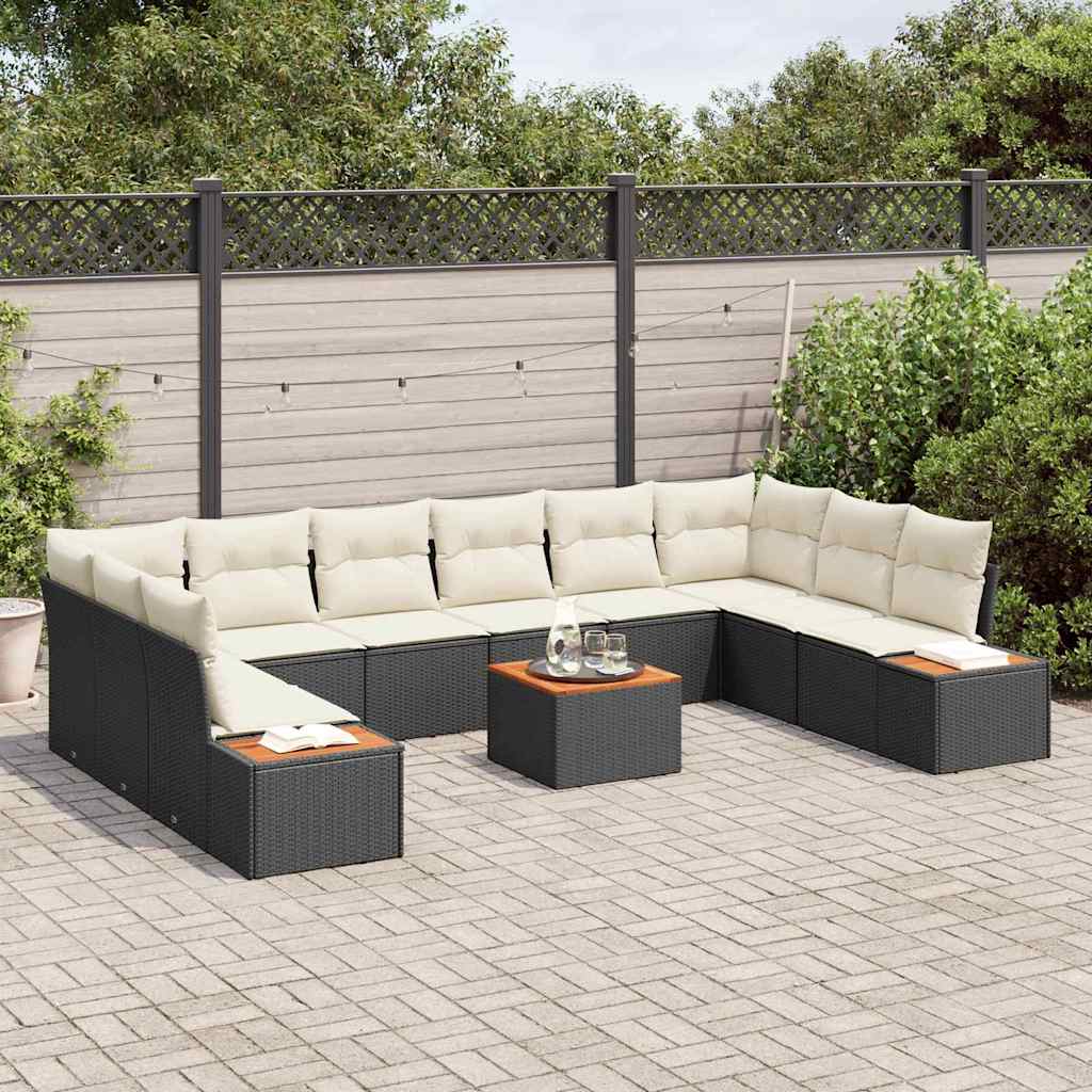 Tuinbankenset 10 st 10-Aantal zitplaatsen Zwart en Crème