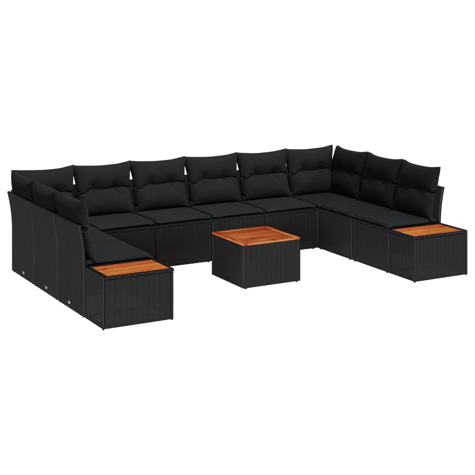 Tuinbankenset 10 st 10-Aantal zitplaatsen Zwart Polyrattan