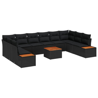 Tuinbankenset 10 st 10-Aantal zitplaatsen Zwart Polyrattan