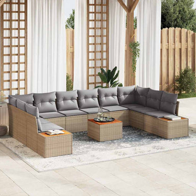 Tuinbankenset 10 st 10-Aantal zitplaatsen Beige en Licht Grijs
