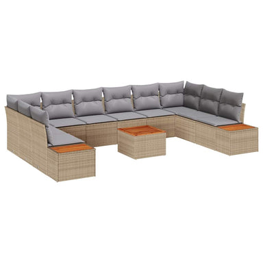 Tuinbankenset 10 st 10-Aantal zitplaatsen Beige en Licht Grijs