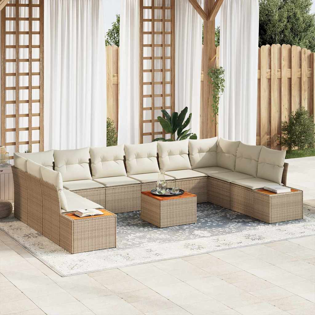 Tuinbankenset 10 st 10-Aantal zitplaatsen Beige en Crème