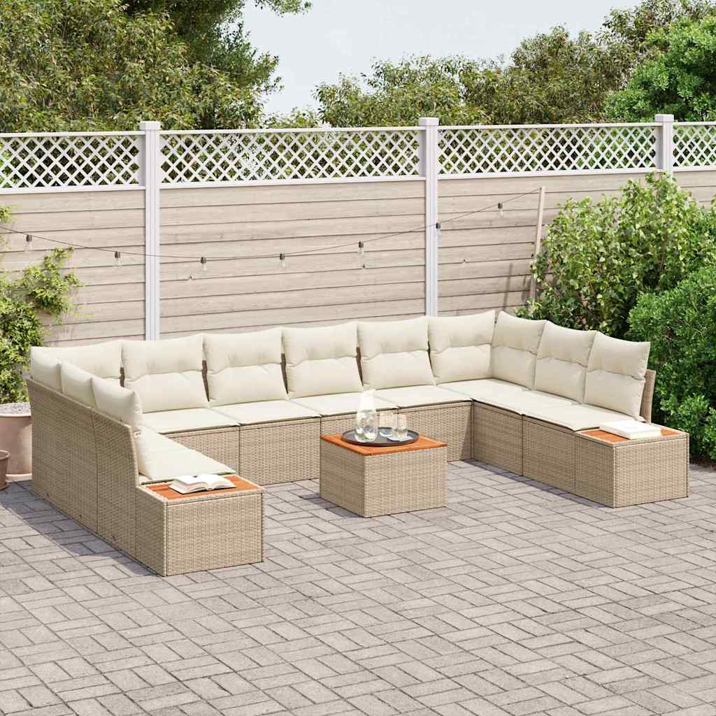 Tuinbankenset 10 st 10-Aantal zitplaatsen Beige en Crème